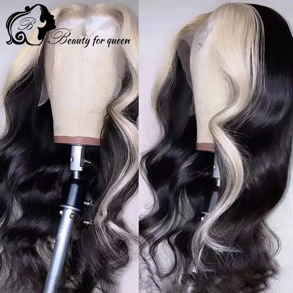 Beauty Colored Highlight White 13x4 Lace Front Wig Women 180% Density Cosplay 2026 Fashion Style Brazilian Remy Human Hair view 3