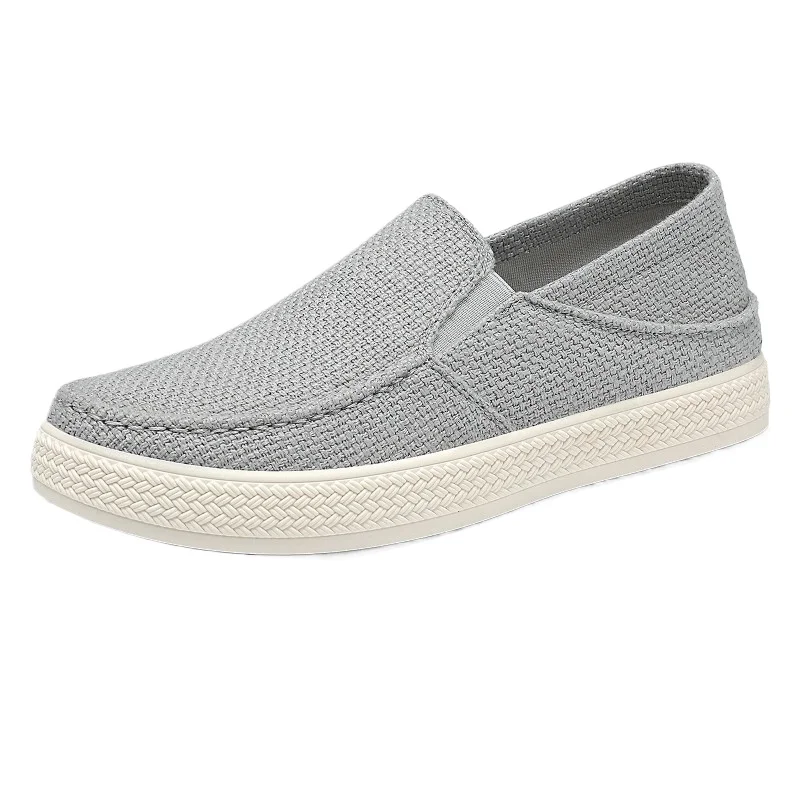 Men Linen Canvas Slip On Loafers Arch Support Wide Toe Non Slip Soft Sole Two Wear Back Casual Driving Walking Flats image 2