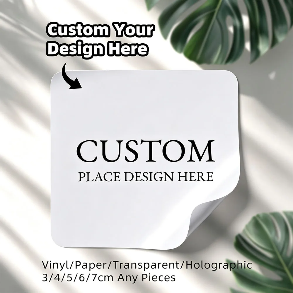 1‑100Pcs Personalized Custom Square Waterproof Stickers for Commercial Labels, Office Marking, Business Printing Products