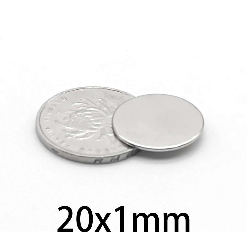 20x1mm N35 NdFeB magneti magnetici per terre Rare magnete rotondo frigorifero per terre rare permanente al neodimio 20*1mm circolare