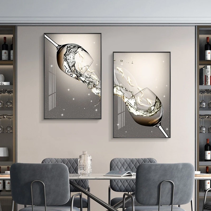 dining room wine glass ecorative painting aisle atmosphere dining table background wall mural high-end cuadros Home decoration