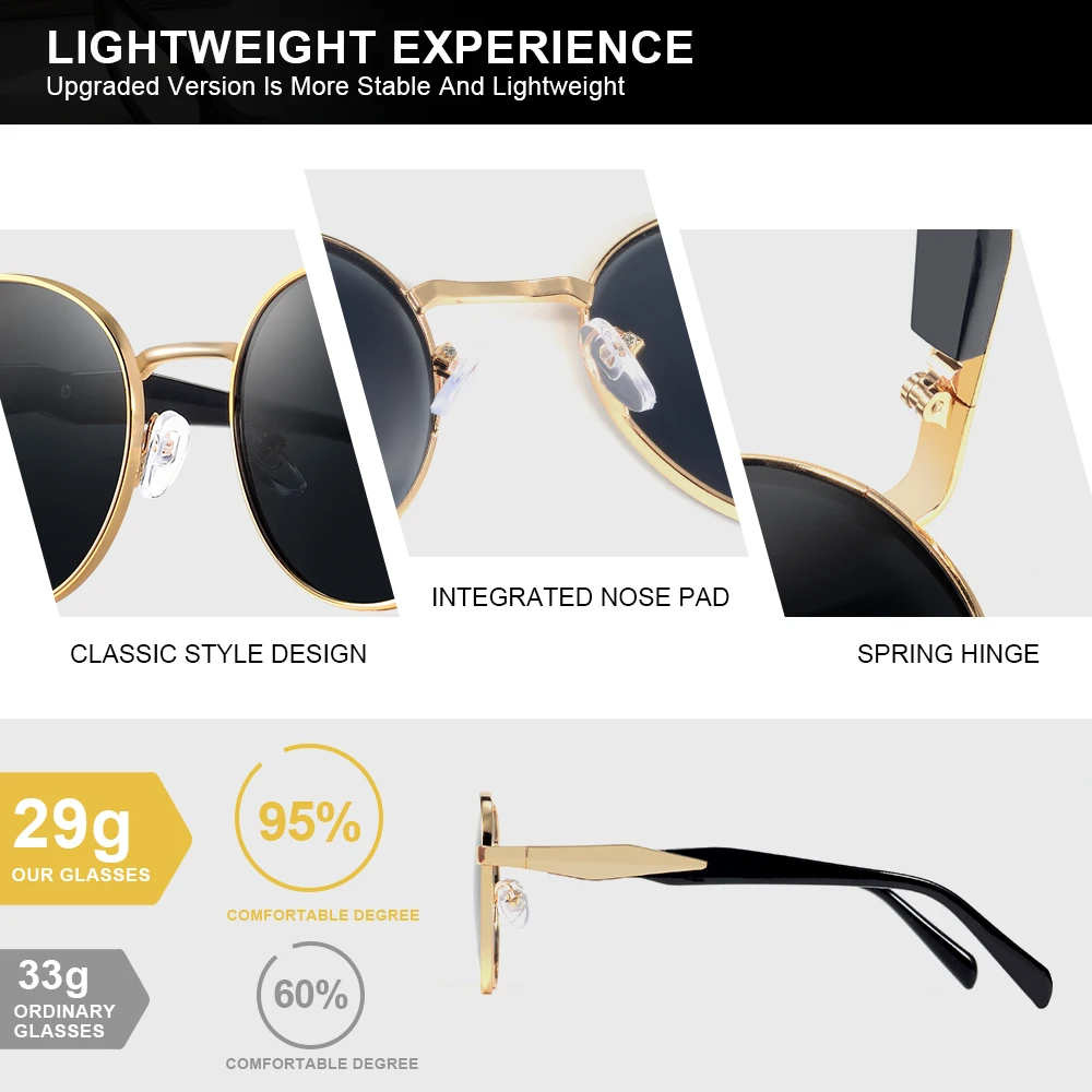 CRIXALIS Round Vintage Fashion Trendy Sunglasses For Men Driving Traveling Go Out Party Decoration Glasses Male UV400 Protection