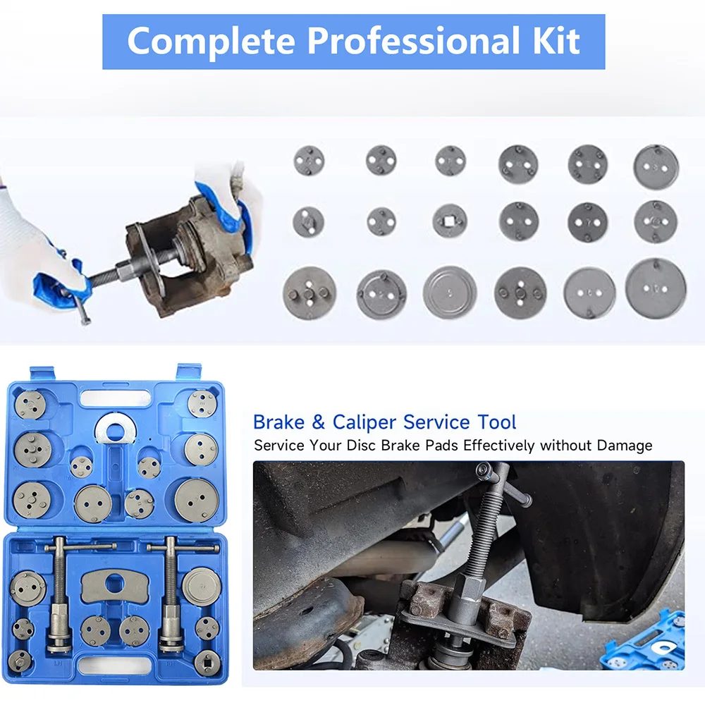 22/13Pcs Heavy Duty Disc Brake Piston Caliper Compressor Rewind Tool Set and Wind Back Tool Kit for Brake Pad Replacement Reset