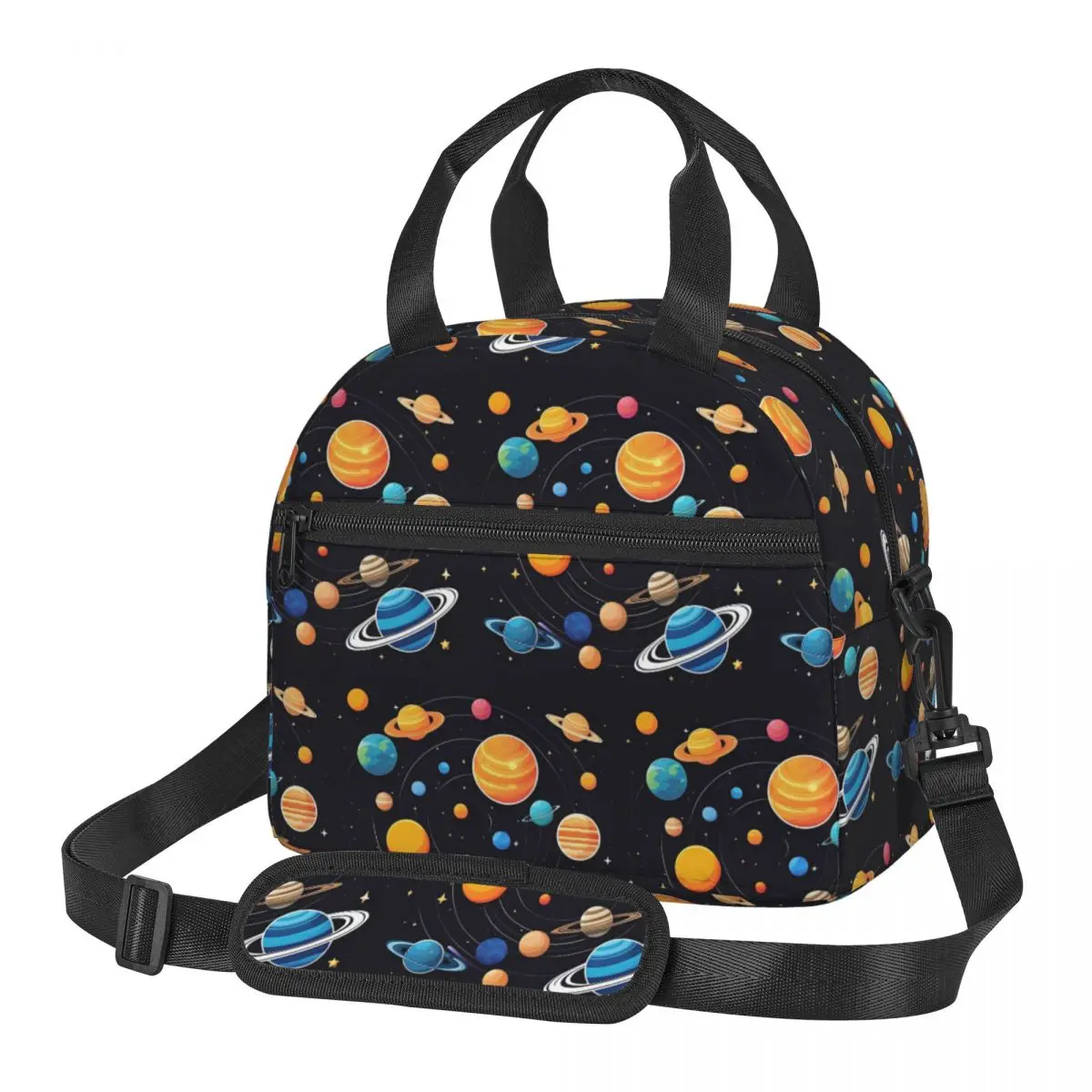 Zonnestelsel Ruimte Planeten Universum Lunchtassen Geïsoleerde Bento Box Lunch Tote Picknickzakken Thermische tas voor dames Kinderen