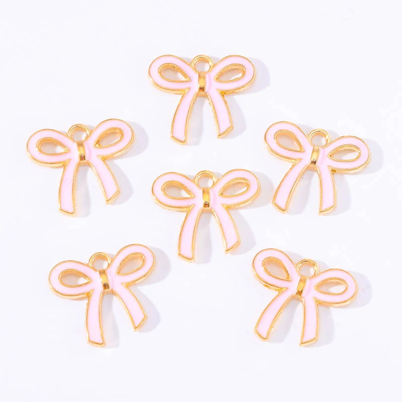 20Pcs Enamel Oil Dripping Bow Pendant For Jewelry Making Diy Bracelet Women's Necklace Earrings Accessories Found Craft Supplies