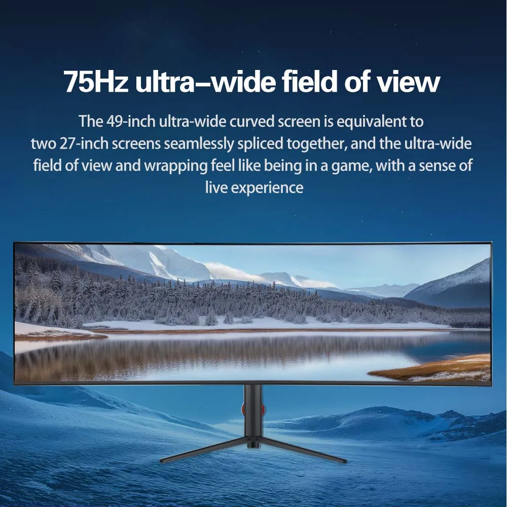 LED 49 Inch 5k Curved Gaming Monitor 32:9 75Hz IPS PBP Split Screen Desktop PC Office Curved Gaming Monitor