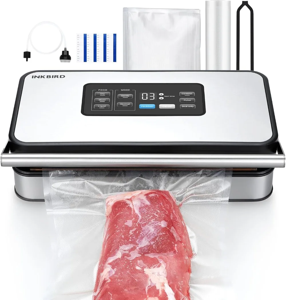 Food Sealer Preservation Dry/Moist/Liquid, Roll Storage and Cutter, Auto-Locked, Detachable Design, Easy To Clean, Bags&Roll