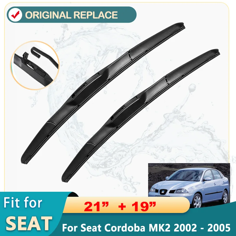 

Front Windscreen Wiper Set Silicone For Seat Cordoba MK2 2002 - 2005 2003 2004 coated windshield wiper blade 21"+19"