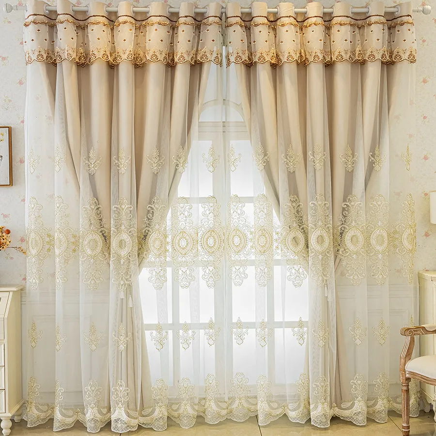 Luxury Modern Simple Window Screen and Curtain Integrated Light-blocking Living Room Light Bedroom Double-layer Gauze High-end