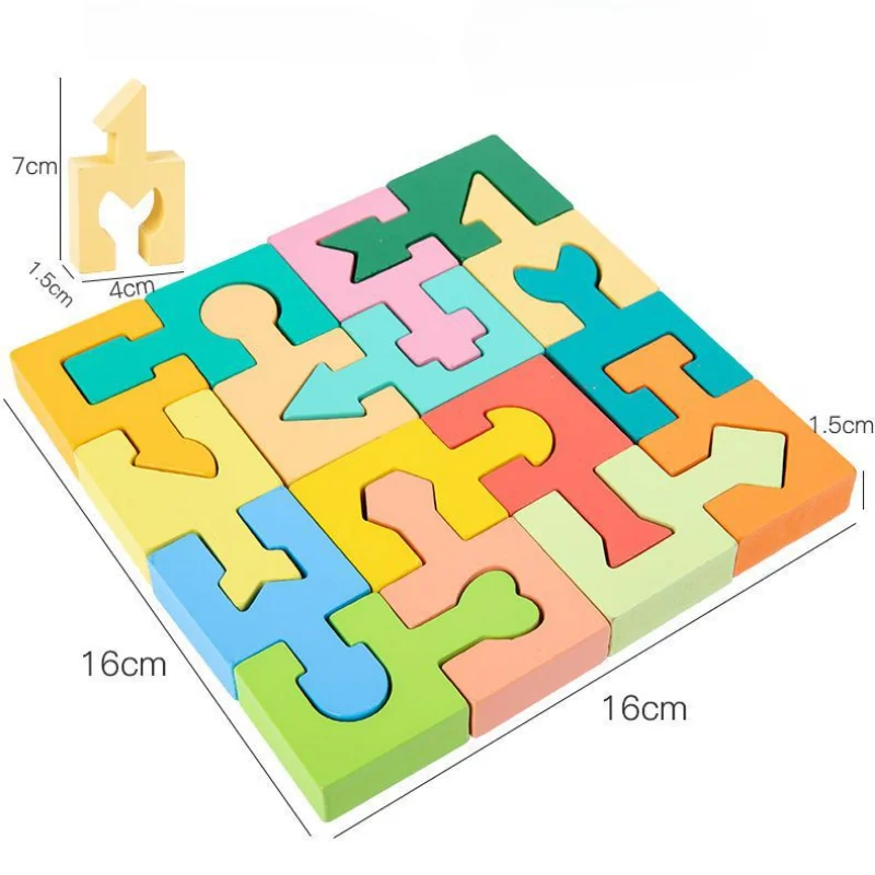 Shape Matching Kids Wooden Puzzles Assembled Building Blocks Educational Toys Logical Thinking Space Training Montessori Toys