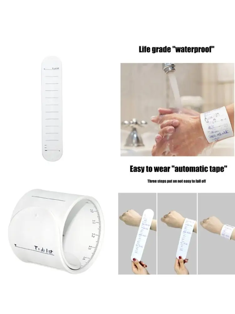 Silicone Memo Wristbands Writable Erasable Slap Bracelet Notepad Reusable Wearable Memo Watchband with Ruler for Adult