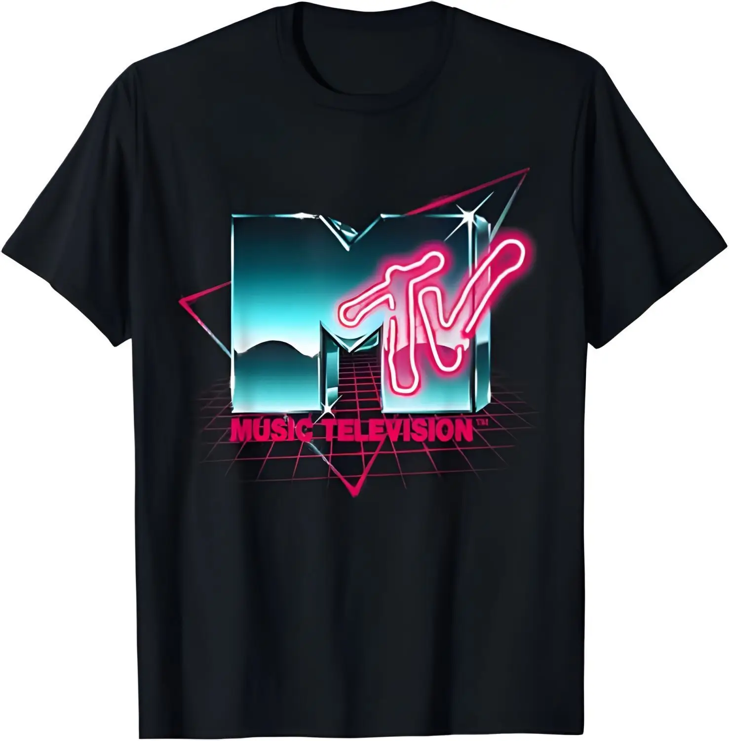 

MTV - Retro MTV Logo 80's Chrome Effect Neon Colors Vintage MTV T-Shirt