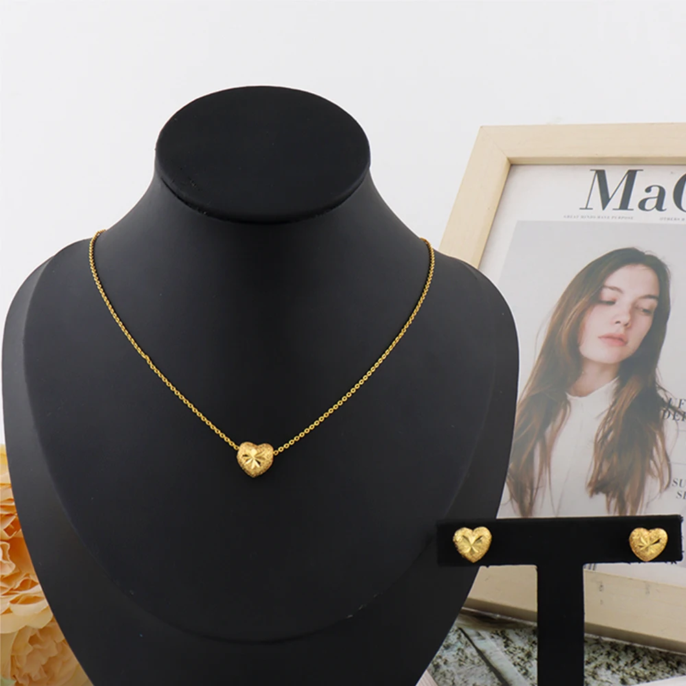 Gold Heart Jewelry Set for Party & Wedding