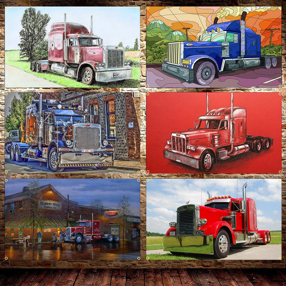 60X90CM 90X150CM American Truck Flag Truck Tapestry Polyester Digital Printing Banner for Garage Wall Art Decoration