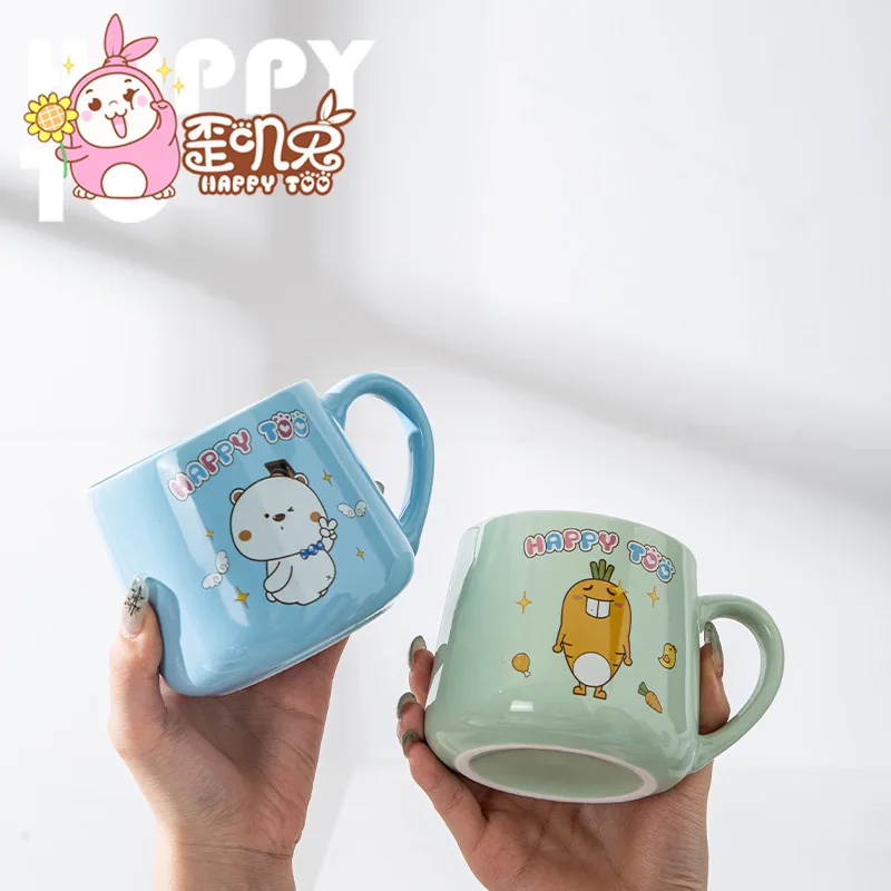 Cartoon Cute Ceramic Crooked Rabbit Brand Large Capacity Water Drinking Milk Coffee Breakfast Cup Mug