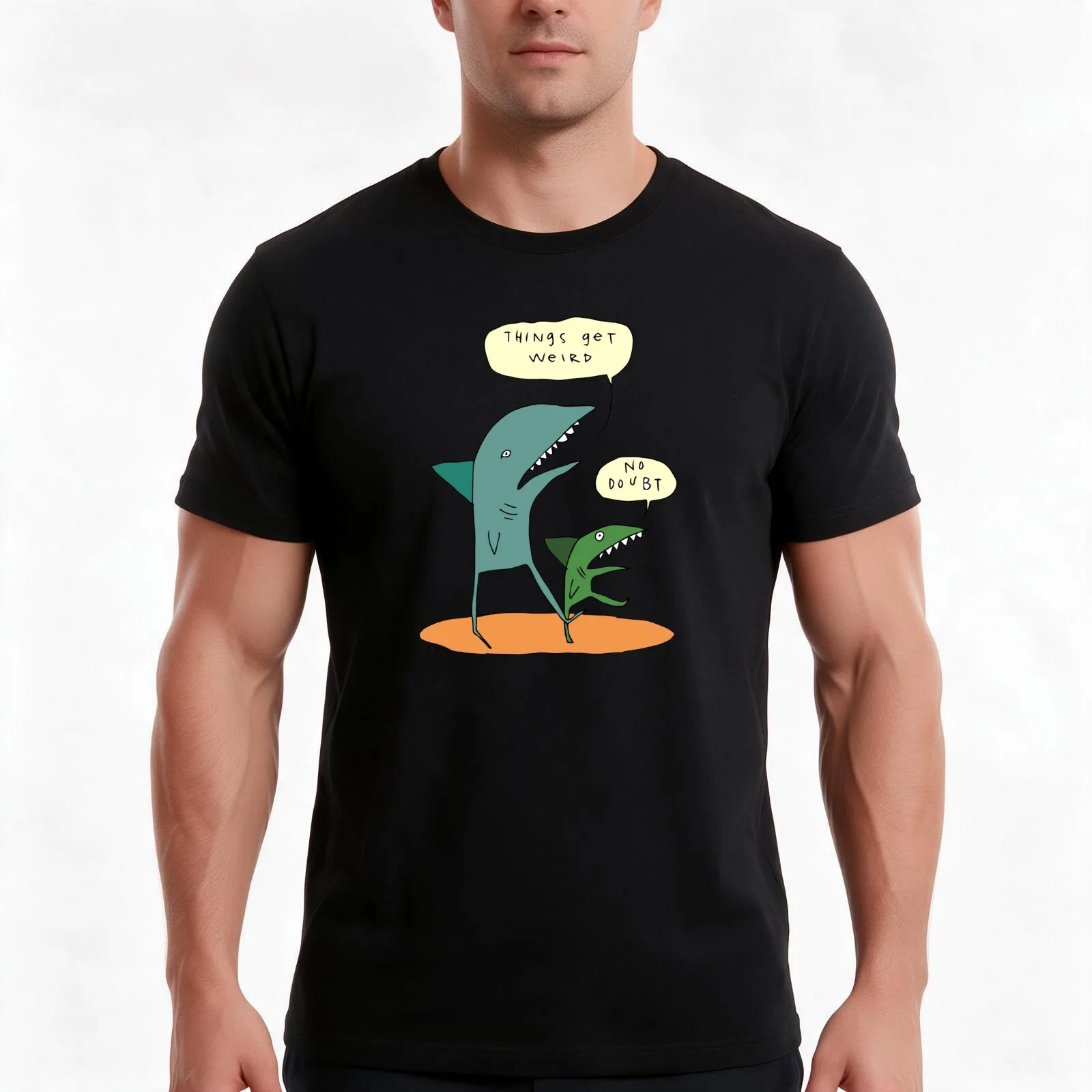 Things get weird. T-Shirt, Summer Casual Cotton Tee, Oversized Streetwear Tops, Vintage Graphic Print, Loose Fit Short Sleeve