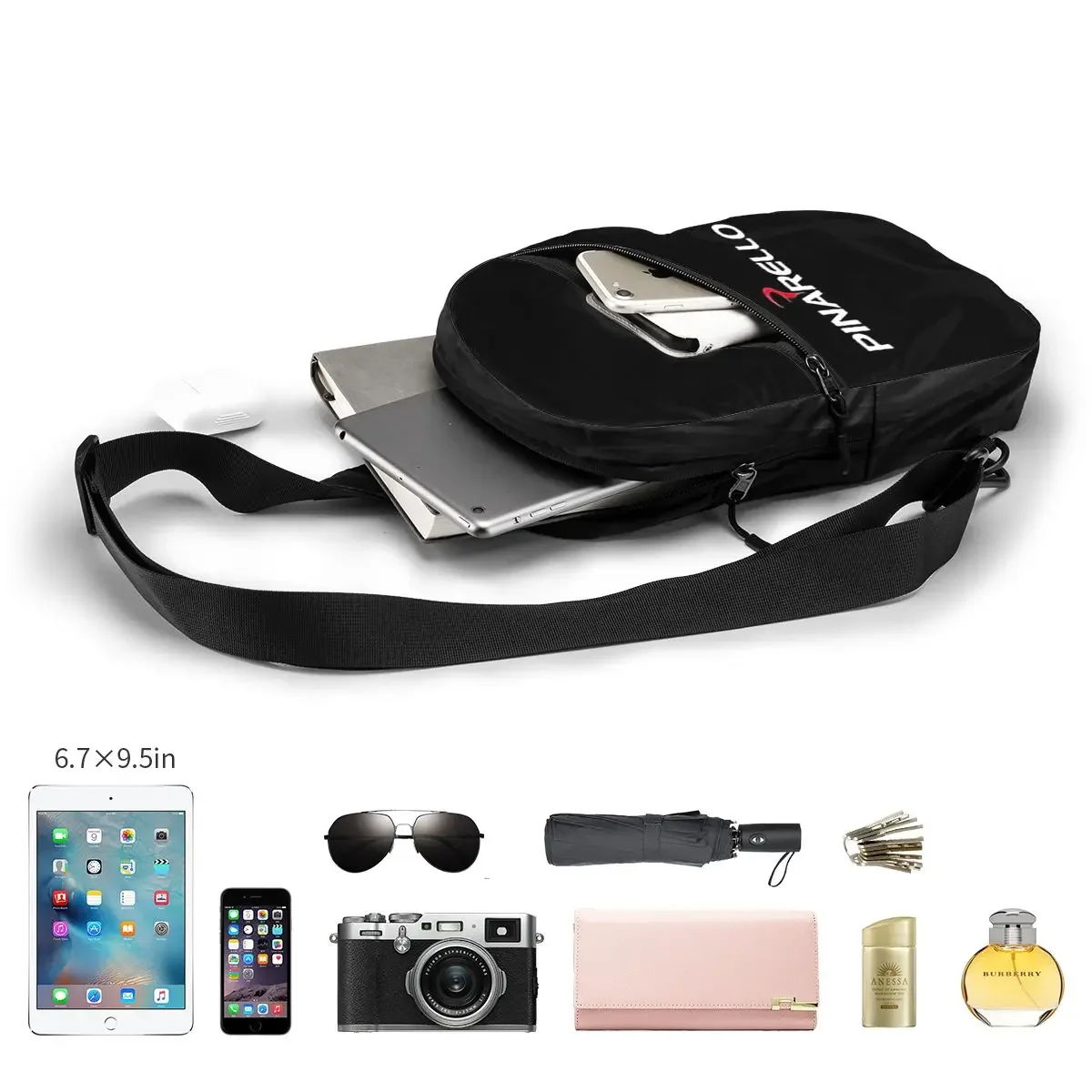 Tas Dada Sepeda Pinarello Skrip Putih Tas Dada Ransel Selempang Pria Tas Bahu Daypack Hiking Bepergian