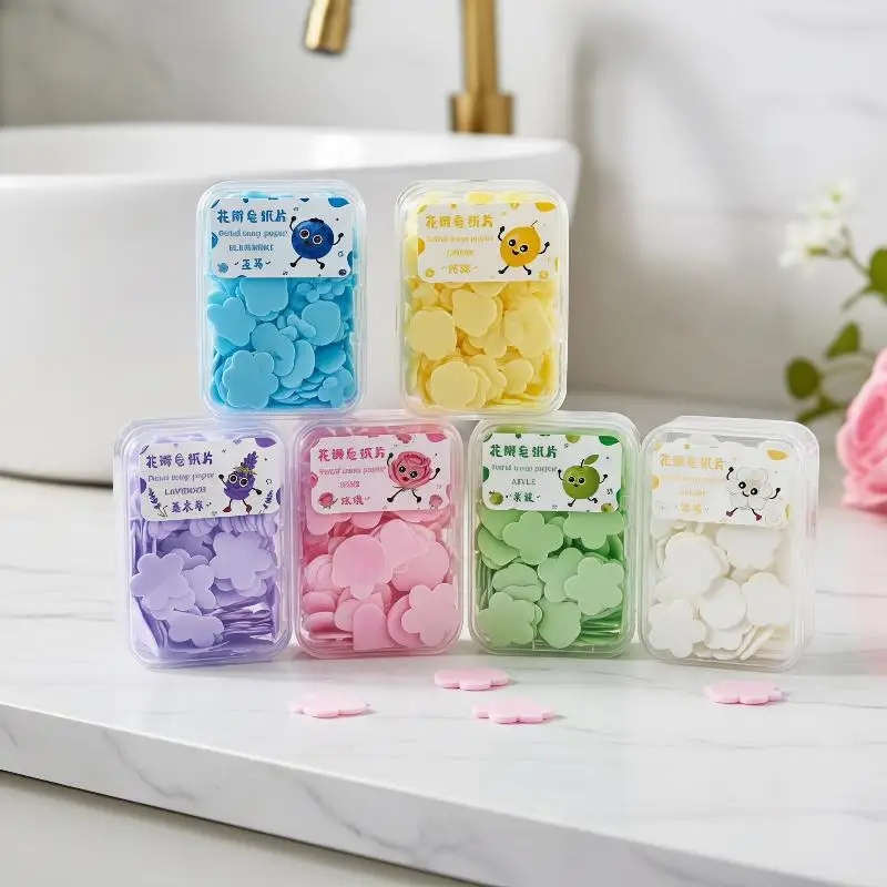 10 Box Water Soluble Disposable Travel Soap Leaves Petal Shaped Instant Lather Portable For Camping Hotel Outdoor Business Trip