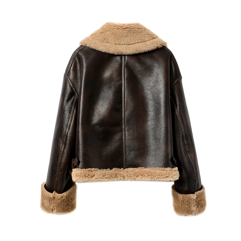 Sided Jacket 2021 Women\'s Winter Lambskin Faux Fur Effect Double-sided Jacket With Extra Warmth