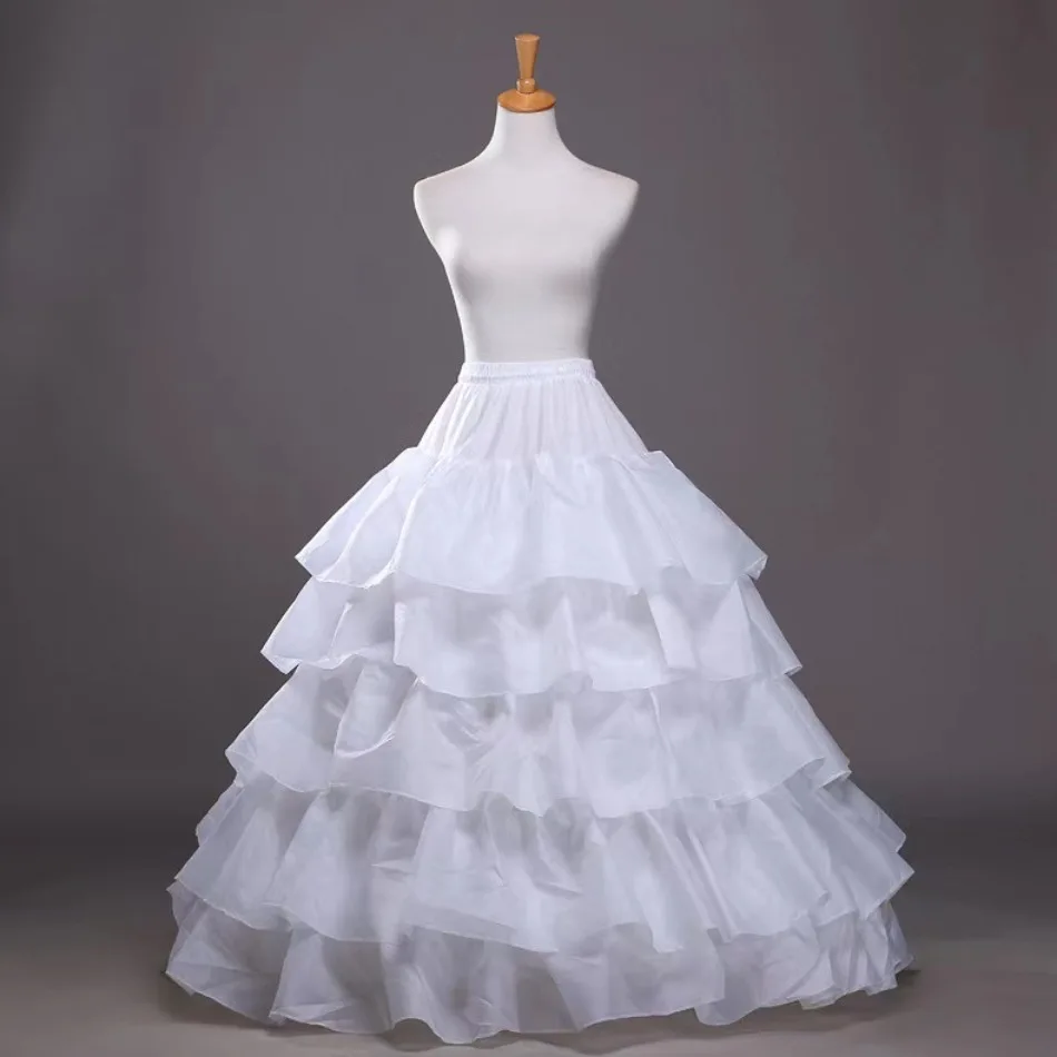 Women Full Shape Hoop Skirt 5 Ruffles Layers Ball Gown Petticoat Underskirt Slip for Wedding Girls Dress Bustle Adjustable Waist