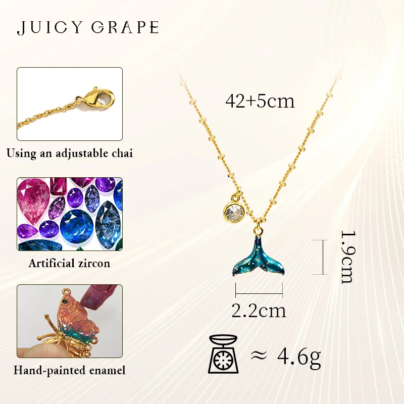 Juicy Grape Fantasy Fishtail Necklace French Original Design Temperament Light Luxury Niche Fashion Necklace 18K Gold Plated