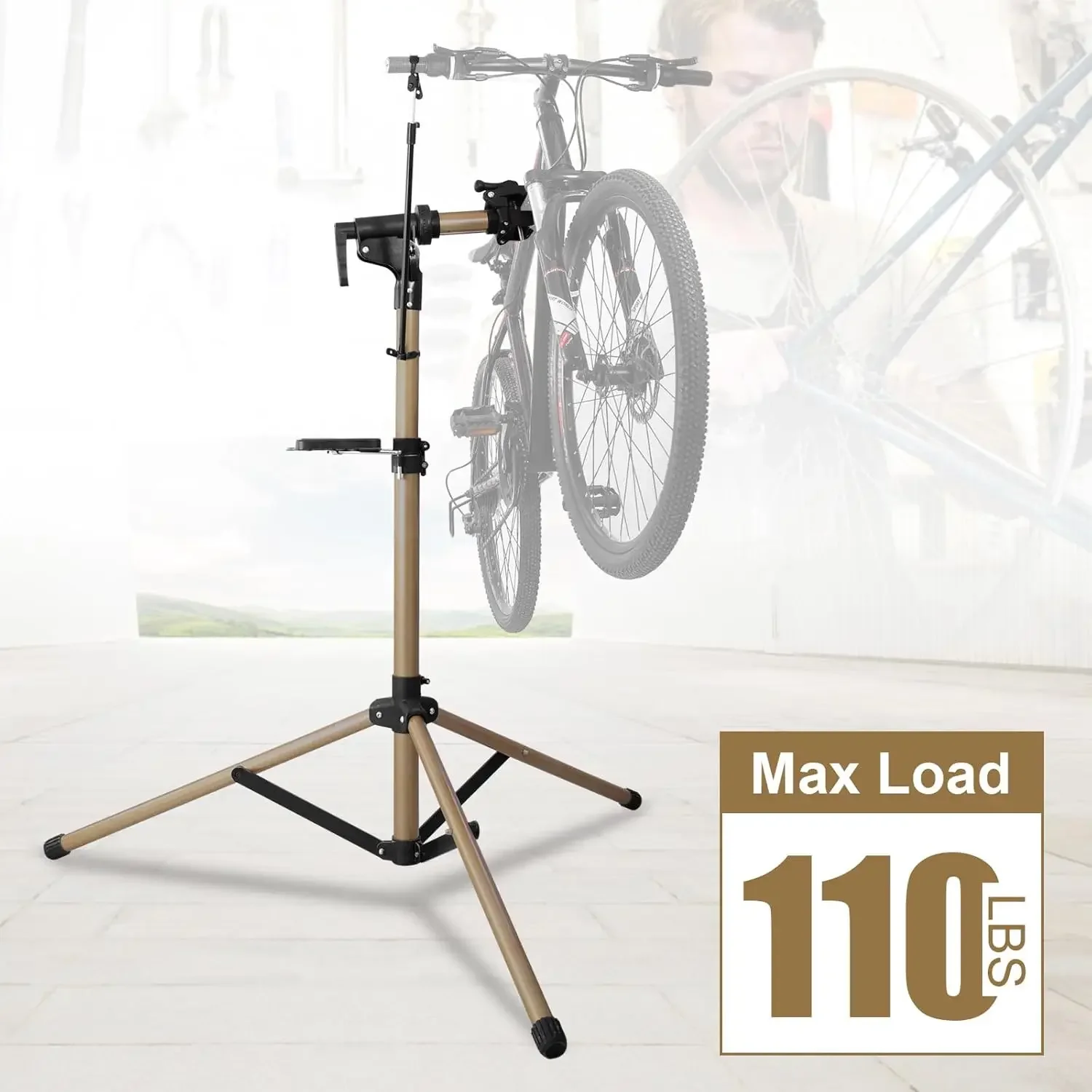 Duty Ebike Repair Stand Max 110 lbs, Portable Aluminum Bicycle Stand Manintenance Workstand, Made For Any Bike, Heavy E-bike, Mo