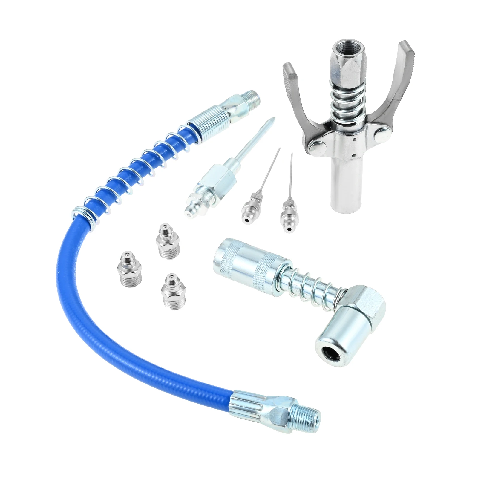 9PCS Grease Accessory Grease Coupler with Double Handles ,90°Grease Coupler Adapter,Recessed Fitting Adapter,2 Needle Nozzles