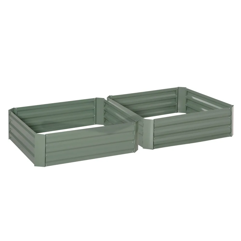 Lot de 2 bacs de culture surélevés en métal 100x100x30cm en acier galvanisé, jardinières extérieures à fond ouvert pour légumes et fleurs