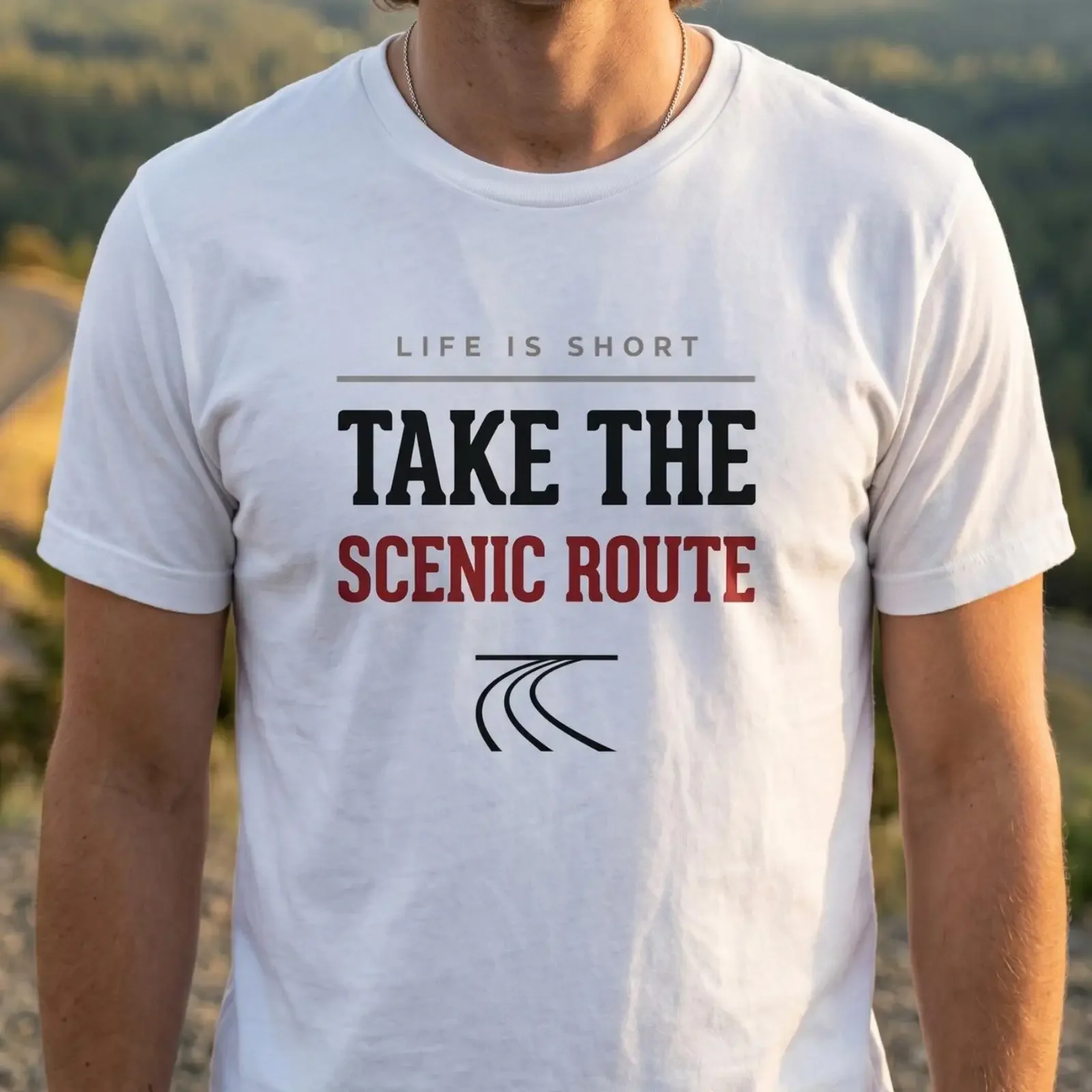 Take The Scenic Route Life Is Short T shirt Road Trip Travel Adventure Wanderlust For Men vintage Washed designer clothes