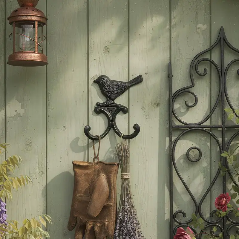 Creative Rustic Cast Iron Wall Hook Decorative Heavy Duty Wall Mounted Rack Sturdy Rust Proof Entryway Key Organizer Living Room