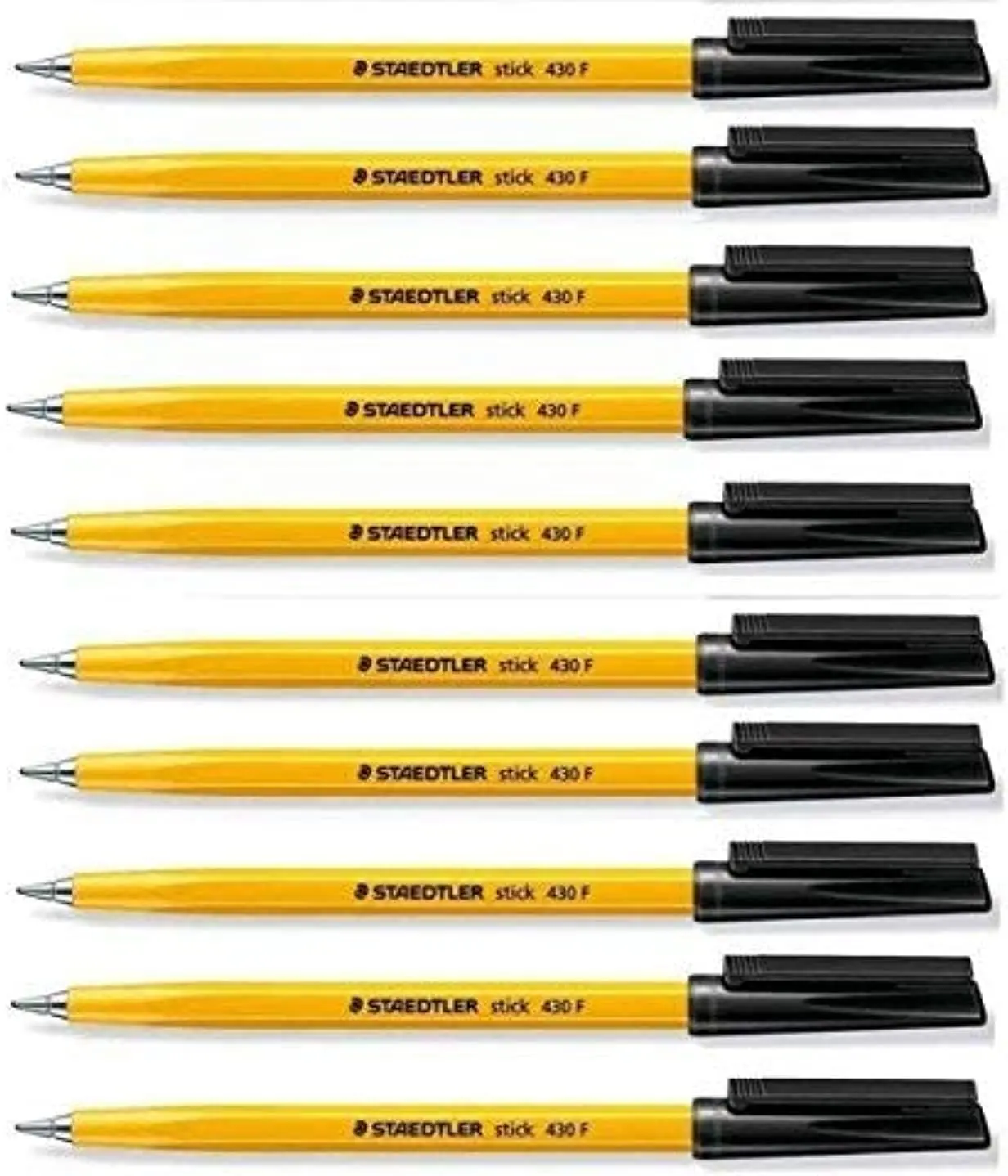 Staedtler Stick 430 Fine Ballpoint Pen 0.3mm Black Regular Ink Flow (Pack of 10)