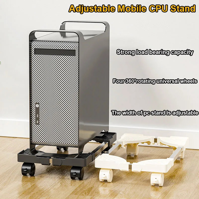 Adjustable Mobile CPU Stand Holder Tower Stand with Rolling Caster Wheels Computer Stand for Tower Fit Most PC Desk Accessories