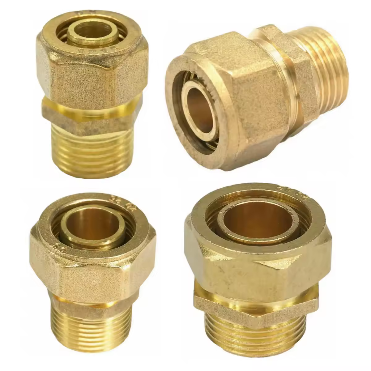 Fit PEX-AL-PEX Tube O.D 16/18/20/25/32mm- 1/2" 3/4" 1" BSP Male Thread Brass Pipe Fitting For Solar Water Heater