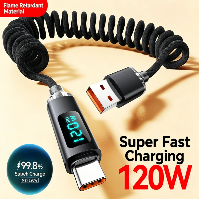 2M Opgerolde USB A naar Type C - Coiled Usb Cable recensie en prijs