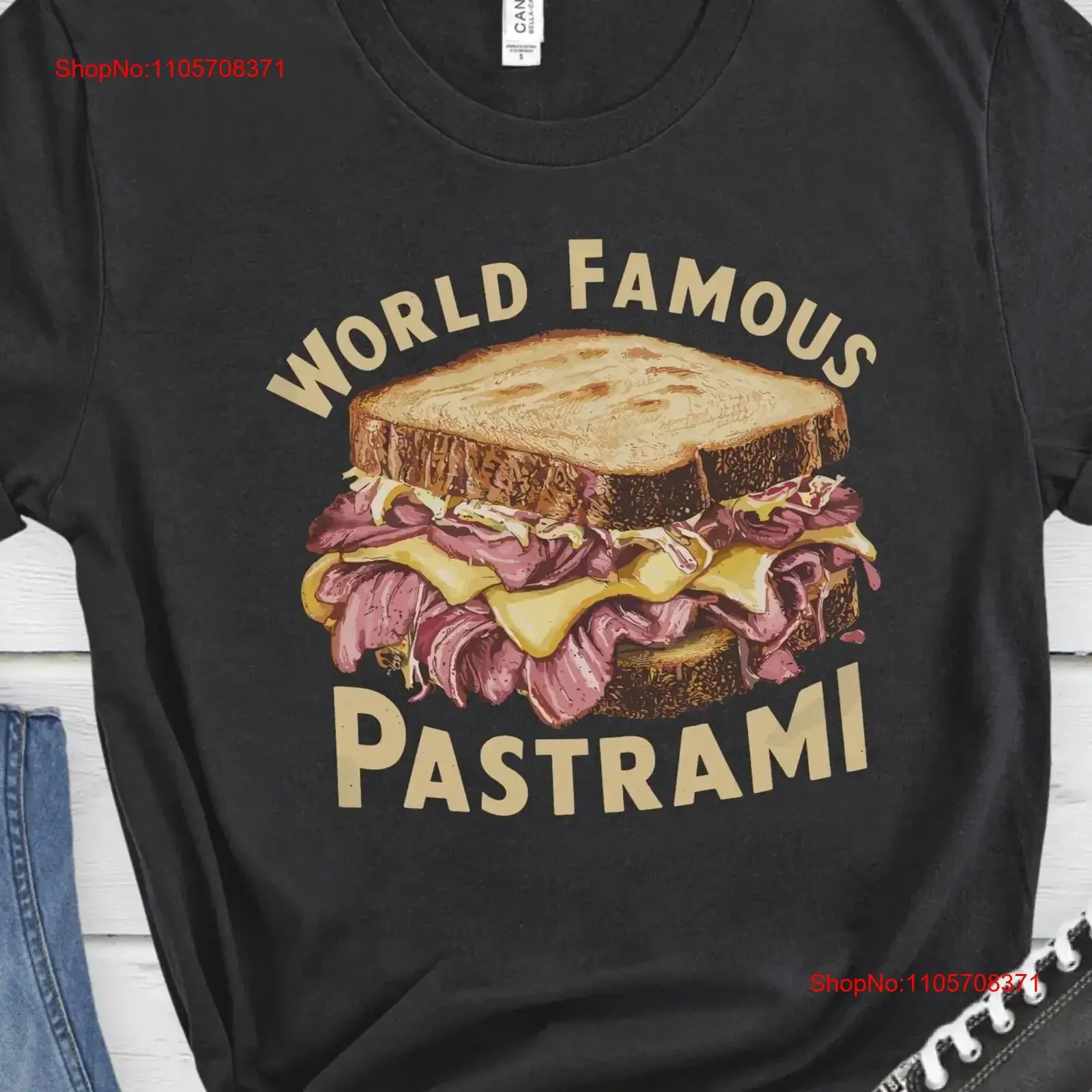 World Famous Pastrami T Shirt Funny Food Sandwich Foodie Restaurant Vintage for him vintage Washed Breathable