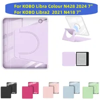 Magnético desmontable para KOBO Libra Color/Libra 2 N428 N418 7'' Ebook Case 360 °   Funda giratoria 2 en 1 de cuero PU acrílico