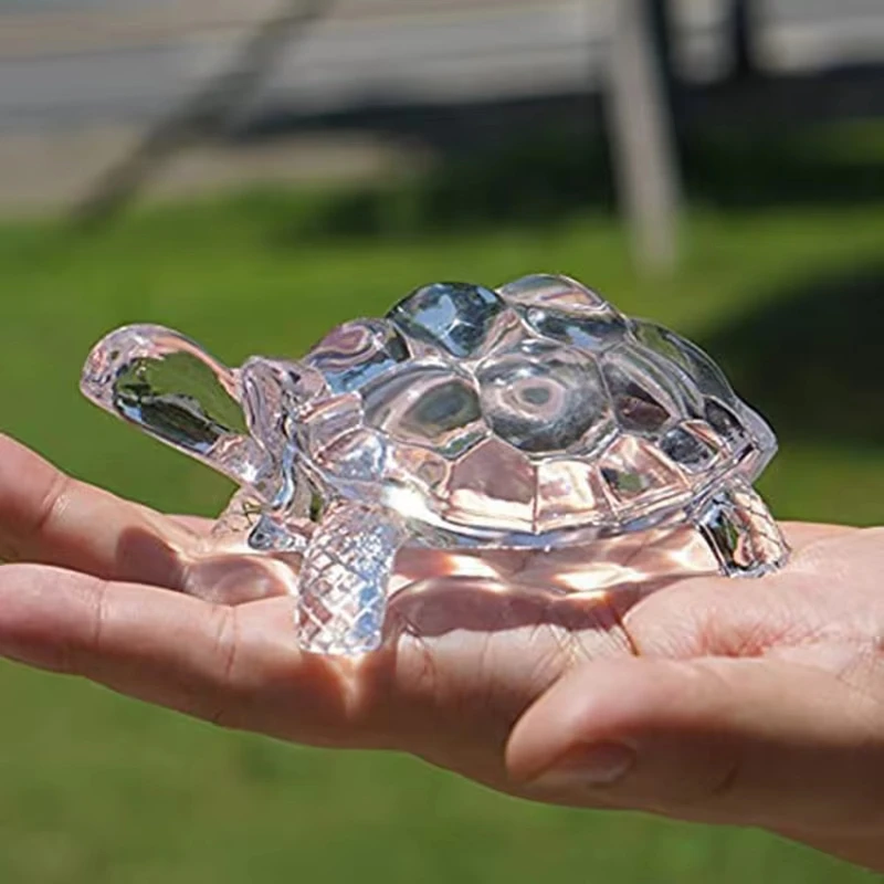 

Lucky Ornament Prosperous Crystal Turtle Ornament Glass Figurine Elegant Turtle Decoration For Home Desk Office