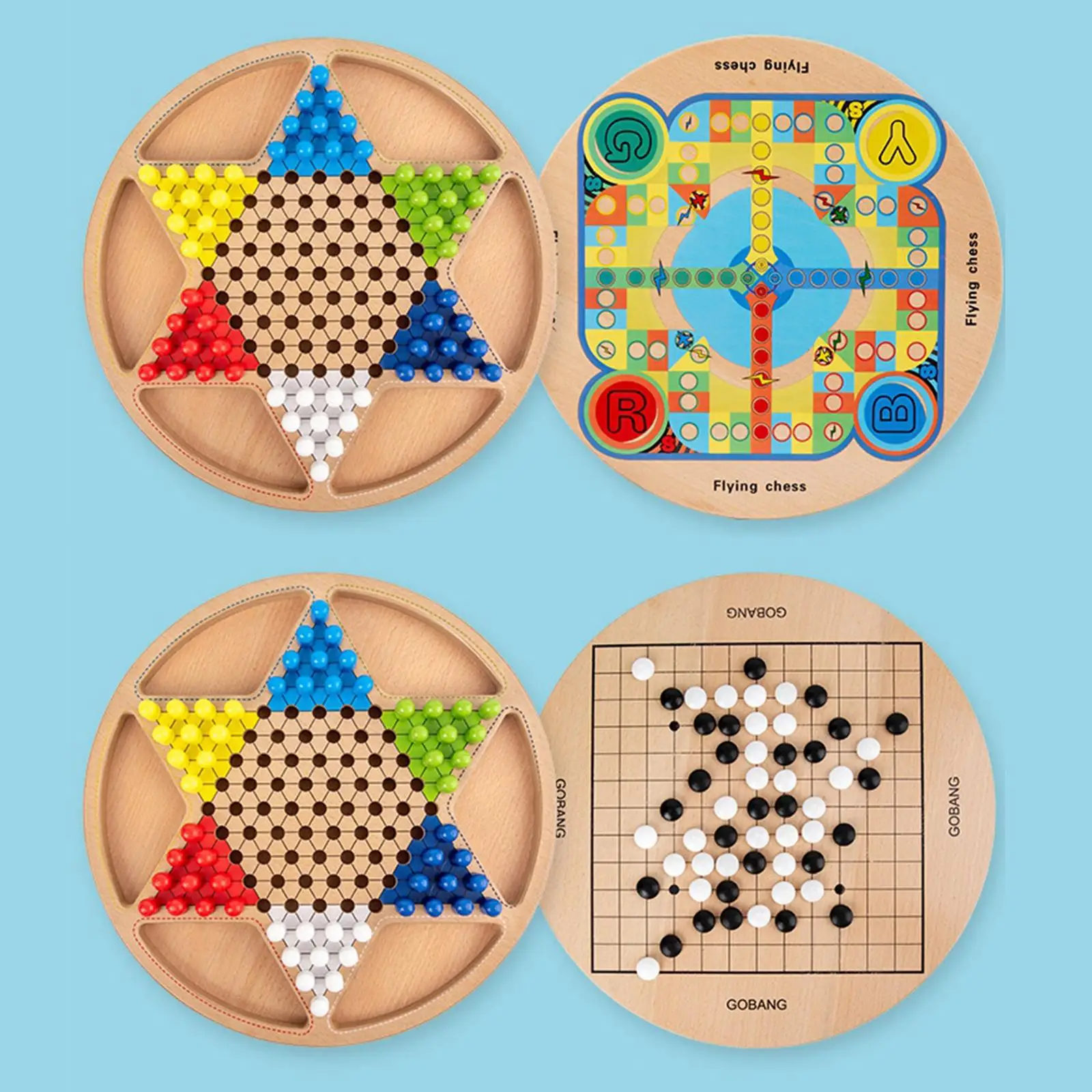 Wooden Chinese Checkers Pegs Creative Children’s Board Games Strategy Board Game for Kids Travel