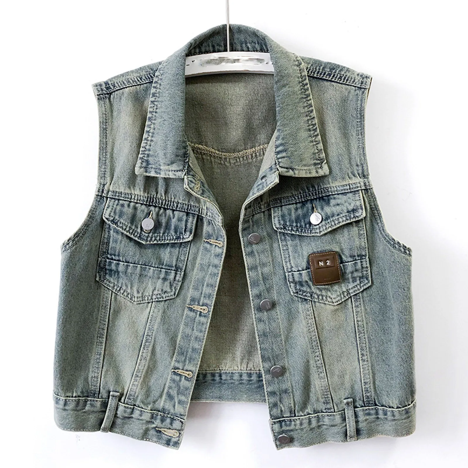 

Retro Denim Vest Women Single Breasted Fashion Chic Streetwear Denim Jackets Loose Casual Sleeveless Jeans Vests Female Clothing