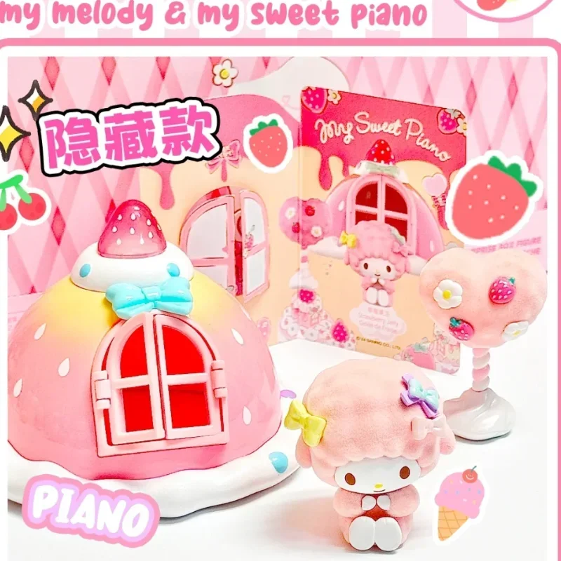 MINISO Sanrio My Melody and My Sweet Piano Series Blind Box Model Kawaii Anime Figurka Ozdoba Dekoracja Dzieci Zabawka na biurko