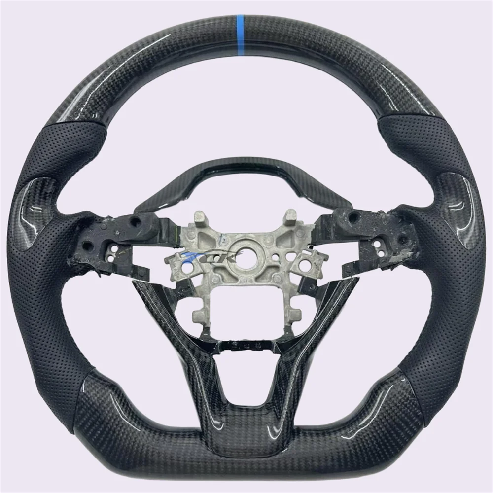 

Custom Carbon Fiber Black Perforated Leather Blue Center Strip Steering Wheel For Honda Accord 2018 2019 2020 2021 2022 2023