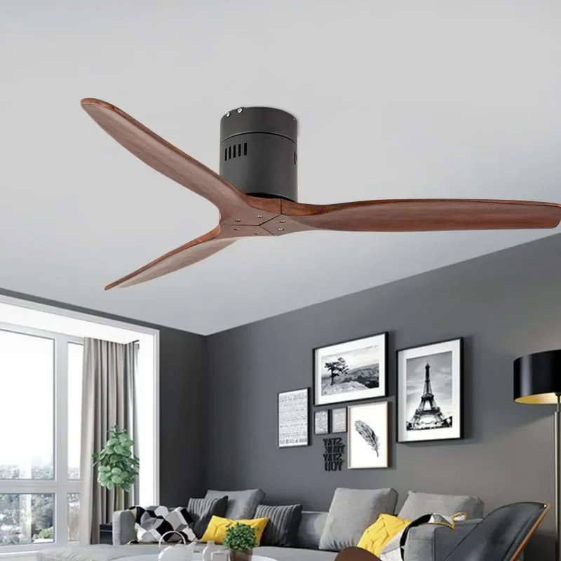 Imagem -06 - Nordic Modern Simples Log Ceiling Fan Light Decoração de Moda do Quarto Vento Forte Silêncio Ventiladores de Teto com Controle Remoto 52