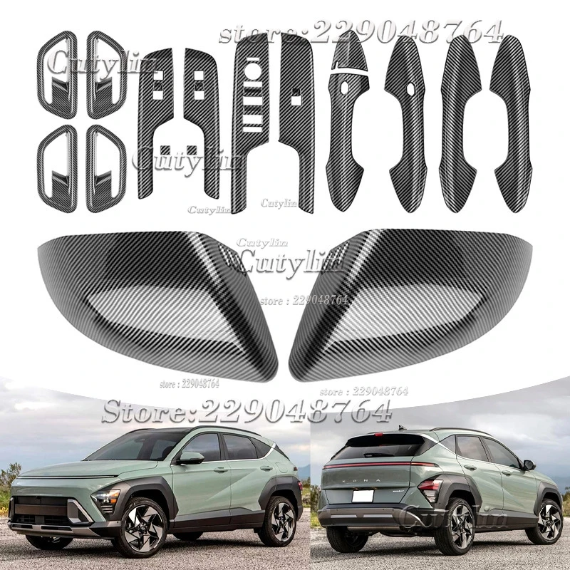 For Hyundai KONA 2024 2025 ABS Red Gear Shift Panel AC Outlet Center Control Door window Switch Cover Trim Interior Accessories