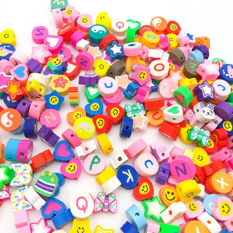 Randomly Mix 50/100pcs Colorful Soft Pottery Beads Fruit/Flower Soft Ceramic Beads Be Used For Making Earrings Bracelet Necklace