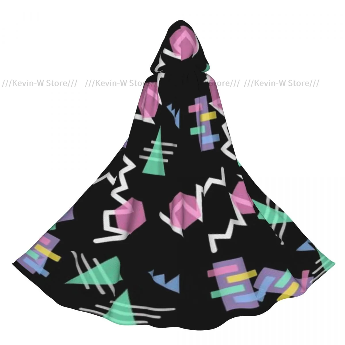 

Hooded Cloak Unisex Cloak with Hood Hipster Abstract Retro 80s Geometric Cloak Vampire Witch Cape Cosplay Costume