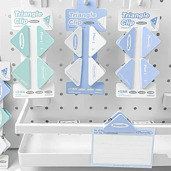 삼각형 클립 간단한 한국 종이 클립, 단색 파일북 바인딩 폴더, 사랑스러운 문구류, 학생용품, 4 개/세트