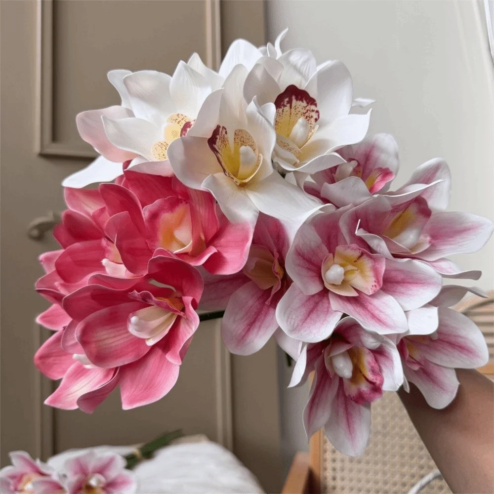 Künstliche Cymbidium-Blumen mit Echtem Touch, Magnolien, Dekorative Kunstpflanzen, Lange Zweige, Seiden-Kunstblumen – Detail 16