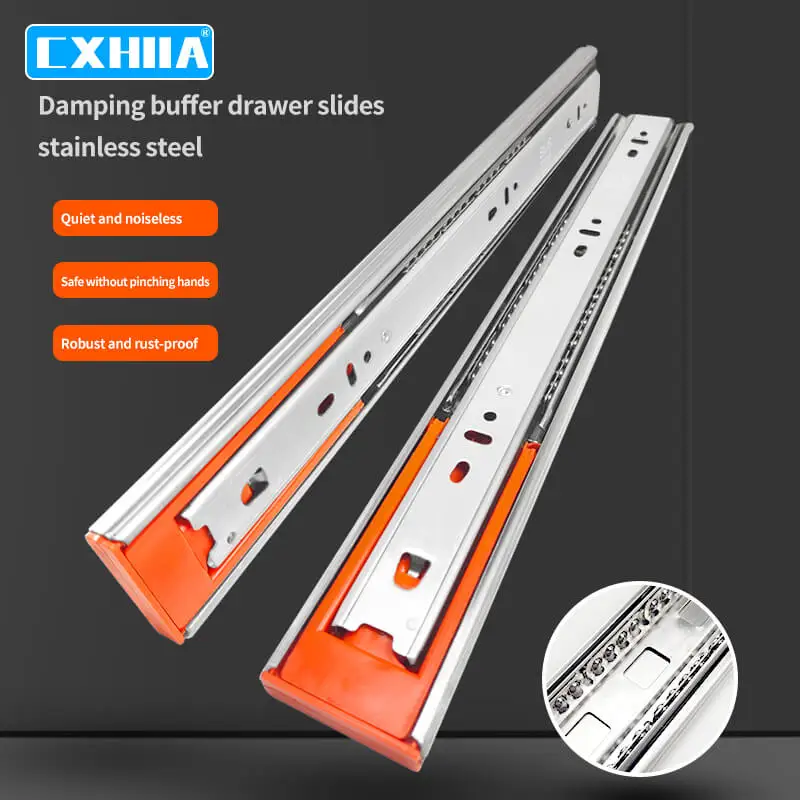 CXHIIA Stainless Steel Full Extension Drawer Slides Side Mount Ball Bearing Metal Rails Track Guide Glides Runners Heavy 100 Lbs