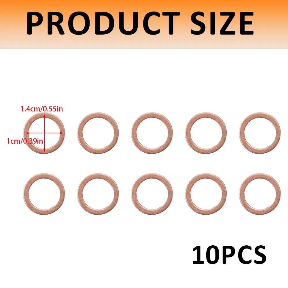 10X 20X M10 10mm Motorcycle Braided Clutch Brake Hose Banjo Seal Copper Crush Washer Motorcycle Hose Washers Accessories Tools