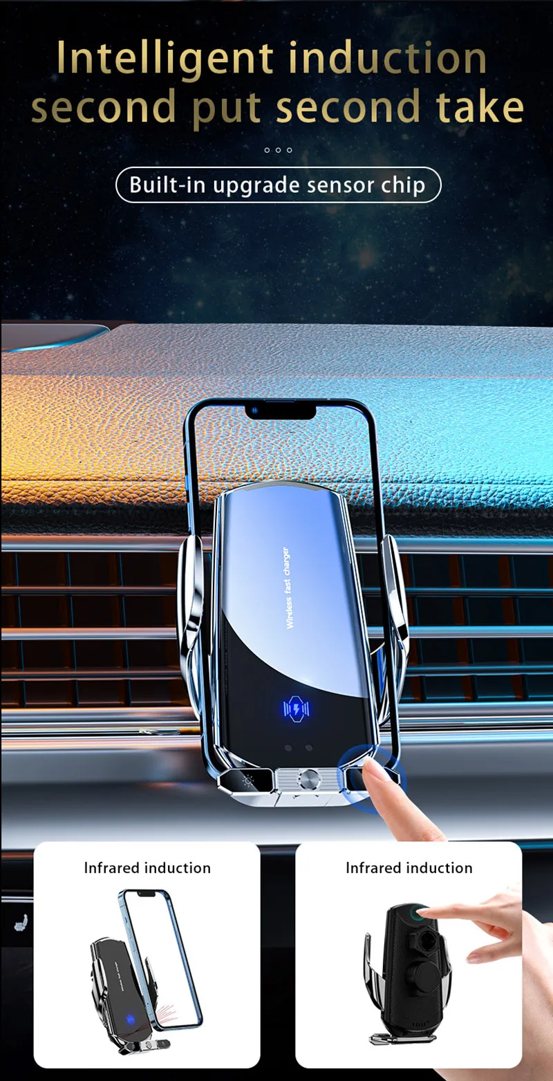 Auto Drahtlose Ladegerät Magnetische Automatische Infrarot Induktion Schnelle Aufladung Für iPhone Xiaomi Samsung Auto Halterung Telefon Halter – Detail 10